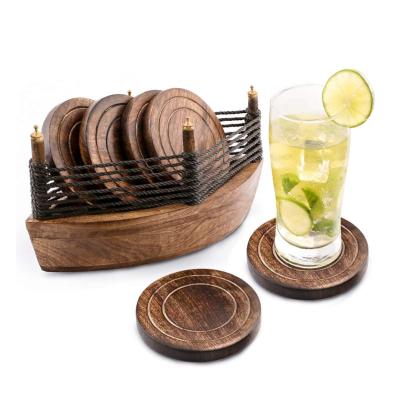 China Sustainable Plain Wooden Coaster Design Carved Wooden Coaster Wooden Coffee Coaster for sale