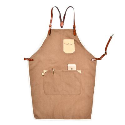 China Dropshipping Drinks/Food Adjustable Straps Cross Back Canvas Chef Apron Men Women Ladies Aprons for sale