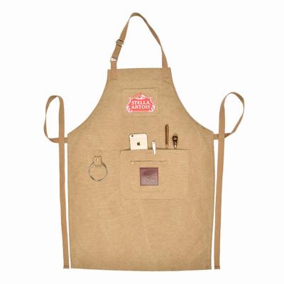 China Drink / Food Canvas Work BBQ Apron Customized Logo Tool Apron Garden Aprons With Tool Pockets for sale