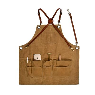 China Drinks/Food Tool Leather Apron Multi-Use Leather Carpenter Welding Apron with 11 Pockets for sale