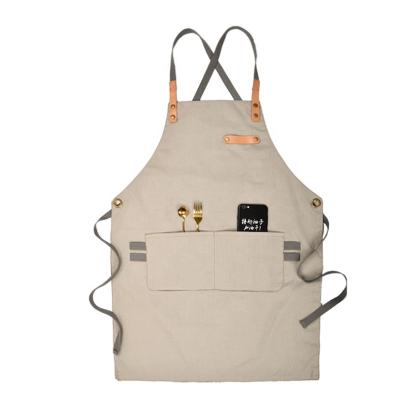 China Drink/Food Cotton Canvas Cross Back Apron Custom Logo Food Cotton Canvas Cross Back Apron Waiters Artists Barista Coffee Shop Bar Restaurant Restaurant Work Apron for sale