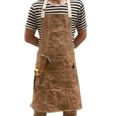 China Fashion Neck Oil Wax Apron LOGO Tool Shop Construction Worker Coveralls Hanging Multifunctional Cobbler Tidy Up/Painter Custom Carpenter Storage for sale