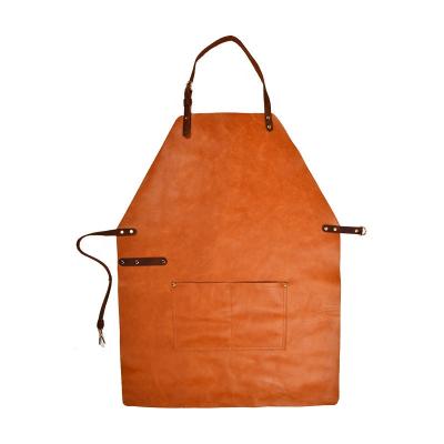 China Custom Logo Leather Chef Apron Tidy/Storage Leather Apron For Bartender Waterproof Aprons For Adults Leather Shoulder Strap Coveralls for sale