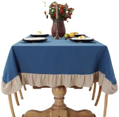 China Europe Topfinel Cotton Linen Table Cloth Custom Size Ruffles Decoration Solid Table Cloth for sale