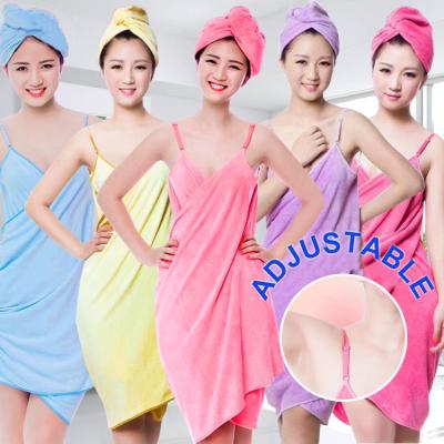 China 2021 Custom Logo Drop Shipping China Women Sexy Magic Robe Bathrobe Microfiber Wearable Towel QUICK DRY for sale