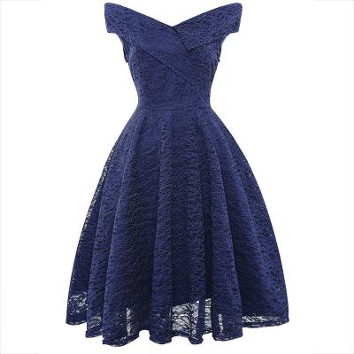 China New Design Anti-wrinkle Off Shoulder V-Neckline Sexy S Evening Dresses Lace Up Elegant Women