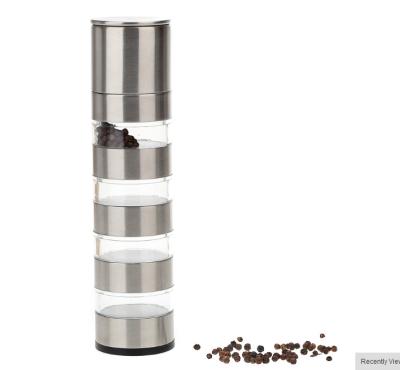 China New Hotel Shaker Salt Multi Layers Pepper Mill and Pepper Grinder Stainless Steel Manual Pepper Mill BBQ Machines Kitchen Cooking for sale