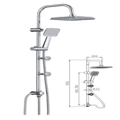 China Floor Stand Adjustable Height Square Top And Hand Shower Chrome Shower Column for sale