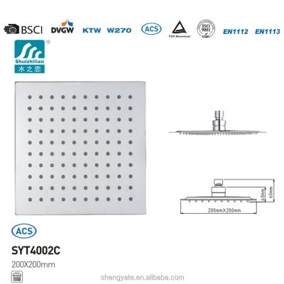 China Thermostatic Rainfall ACS Certificate Ss Square Slim Faucets SYT4002C Shower Head for sale