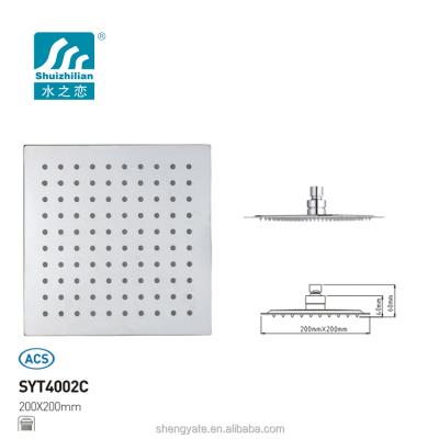 China Needleless nickel finished square stainless steelshower head for sale