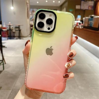 China Ottwn Rainbow Gradient Soft Clear Silicone Shockproof Bumper Cover For iPhone 13 pro 12 11 13 pro XR Max XS X Max 7 8 plus case for sale