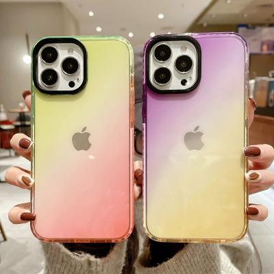 China Shockproof TPU For iPhone 13 pro 12 11 13 pro XR Max XS X Max 7 8 Plus Case Rainbow Gradient Clear Soft Silicone Shockproof Cover for sale