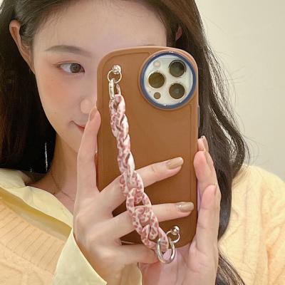 China Cute Solid Color 2022 Style Shockproof Phone Case For iPhone 11 12 Pro Max 7 plus 13 Camera Round Hole With Strap Luxury Matte Cover for sale