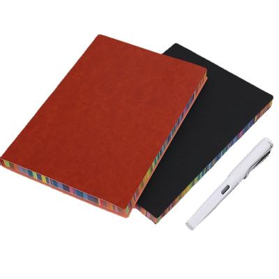 China Custom Printing Rainbow Edge Custom Diary Notebook Leather Binding A5 Color Notebook Hardcover Planner Notebook for sale