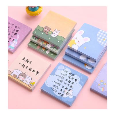 China Customized Daily Stationery Self Adhesive Mini Memo Notepad Plan Minimalist Kawaii Stick Notepad for sale