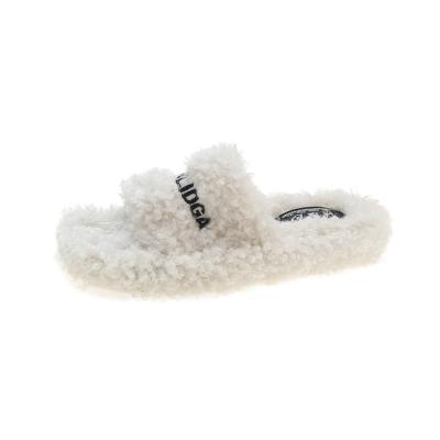 China Fashion Trend Fashion Fur Hairy Ladies Slippers Slippers Casual Outdoor Women's Faux Fur Slipper for sale