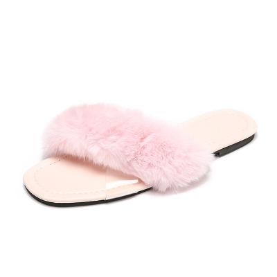 China Fashion Trend Plush Women Warm Slippers Solid Comfortable Soft Plush Slippers Floor Bed Room Indoor Slippers for sale