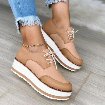 China Fashion trend women's shoes 2022 new large size women's lace-up casual thick bottom sports shoes for sale