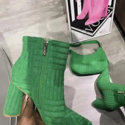 China New 2022 trend fashion mid toe boots thick plush pointed elastic suede boots with high heel fashion women boots for sale