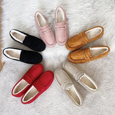 China New one foot warm ladies leather stirrup flat bottom helper flat bottom snow boots velvet shoes fashion trend low mouth new ones for sale