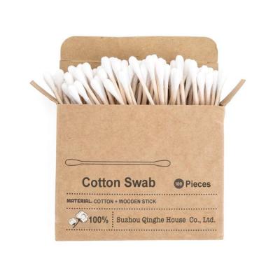 China 100pcs ear clean disposable bamboo cotton swab, bamboo bottom buds for sale