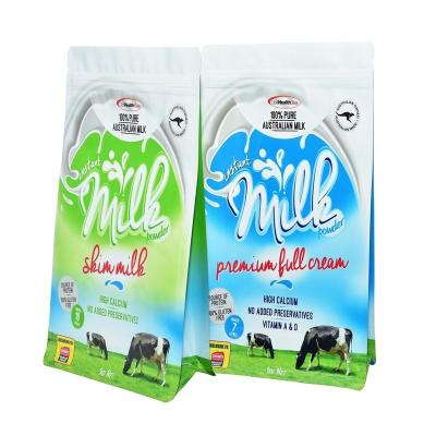 China Barrier OEM Printed Food Grade Customized Zip Lock Flat Bottom Anti-static Plastic Instant Milk Powder Packaging Bags for sale