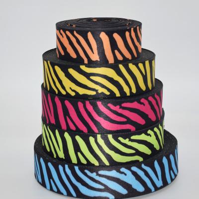 China Bags Zebra pattern printed webbing belt 20mm polyester ribbon for making bags for sale