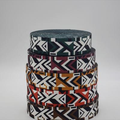 China Bags Fashion customized 2 inch polyester printed pattern webbing belt manufacture for sale