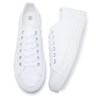 China Wholesale Custom Round Solid Color Classic Canvas Sneakers Shoes All White Canvas Shoes For Unisex for sale