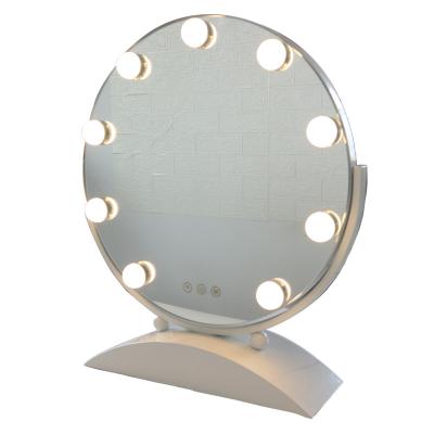 China Hot Lighted 2022 Tour Shape Desk Make Up Mirror With 9 PCS LED Bulb Lights 360 Degree Rotation For Girl Cosmetic Mirror for sale