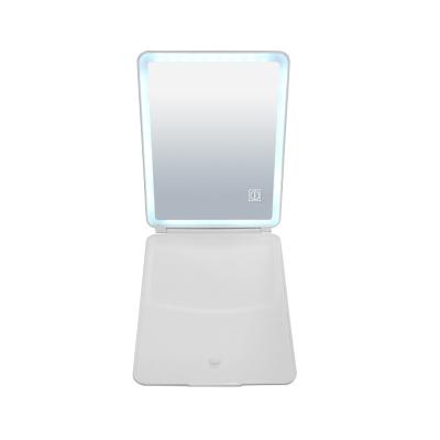 China Factory Direct Folding Desktop Mirror LED Lighted Rechargeable Mirror With LED Lights Smart Sensor Switch Make Up Mirror for sale