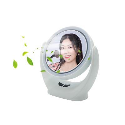 China Lighted Vanity Mirror With LED Light Strip Round Shape Mirror With Fan Button Switch Control Wind Enjoy Cool Wind for sale