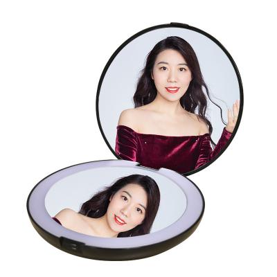 China Hot Selling Travel Makeup Mirror 1X 2X Lighted Portable Folding Cosmetic Mirror Magnifying Mirror 1X 2X With Lights For Makeup/Travel for sale