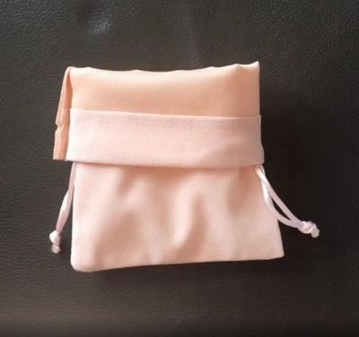 China 8*10cm fine pink flannel recyclable bags with drawstring bag logo customized suede jewelry pouch for sale