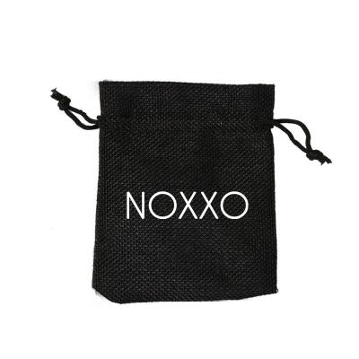 China Wholesale Custom Recyclable Custom Logo Printed Burlap Hessian Jewelry Gift Packaging Pouch Jute Drawstring Bag for sale