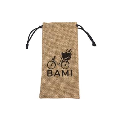 China Recyclable Burlap Recyclable Pouch With Sewing Label, Small Jute Pouch Drawstring for sale