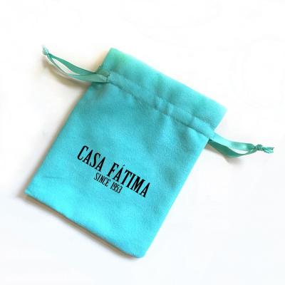 China Custom Logo Printed Microfiber Jewelry Pouch Recyclable With Ribbon Drawstring Gift Packaging Bag for sale