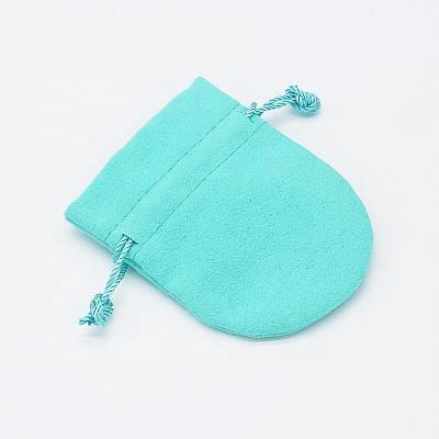 China New Recyclable Turquoise Soft Faux Suede Microfiber Drawstring Jewelry Bag Pouches for sale