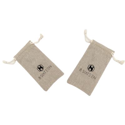 China Eco-friendly Recyclable Canvas Candle Gift Jewelry Bag Packaging Custom Logo Canvas Pouch for sale