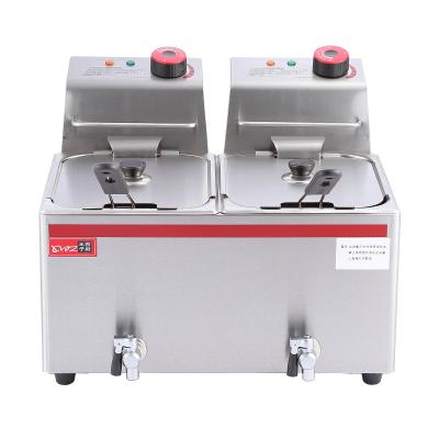 China Chicken / Potato / Potato Chips 12 L Two Tanks Two Baskets Industrial Deep Fryer for sale