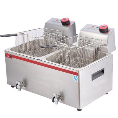 China Chicken / Potato / Potato Chips 24 L Commercial Double Deep Fryer For Fried Chicken for sale