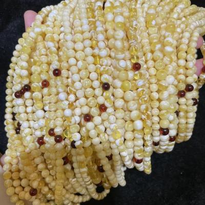 China DIY Jewelry Making Factory Wholesale Amber Beads 6-7+mm Natural Baltic Amber High Quality White Amber Tiger Skin and Muslim Prayer Beads for sale