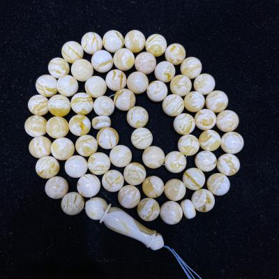 China DIY Jewelry Making Retail 66beads 14+mm Highest Grade Tiger Eye Gemstone Rosary Russian White Amber Beads and Rosary Muslim Prayer Beads for sale