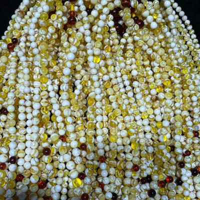 China DIY Jewelry Making 6-8+mm Amber Gemstone Beads High Quality Gold Natural Stone White Muslim Prayer Beads Tasbih for sale