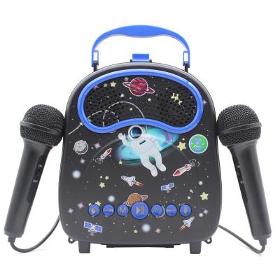 China 2022 Eco-Friendly OEM Rechargeable Battery Musical Instruments For Kids Karaoke Machine Speaker With 2 Mics Toy Musical Player For Children for sale