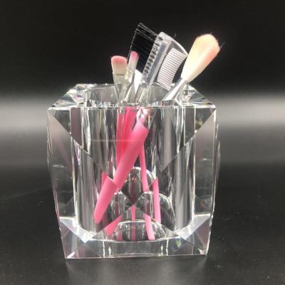 China Fashion Wholesale European Makeup Brush Storage Holder Creative Stationery Crystal Glass Pen Holder Desktop for sale