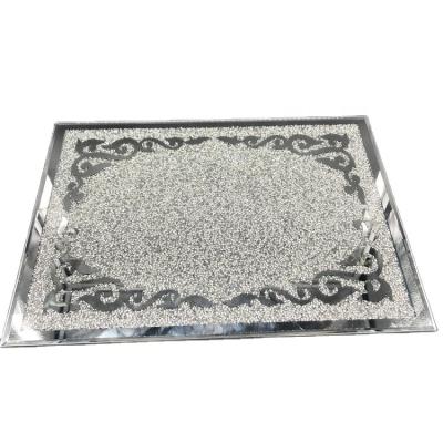 China Wholesale viable bling silver silver crushed cutting board household kitchen decoration diamond glass mirror for sale