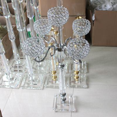 China Weddings Crystal Glass Ball Candle Holder Candelabra Centerpiece Table Centerpiecea for sale