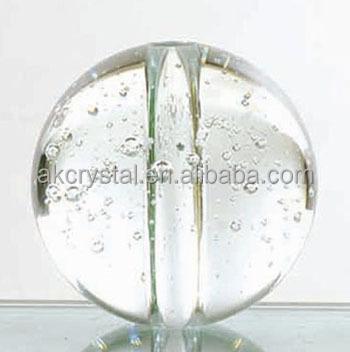 China Europe hot sale artificial decorative clear crystal bubble ball big small with hole for sale