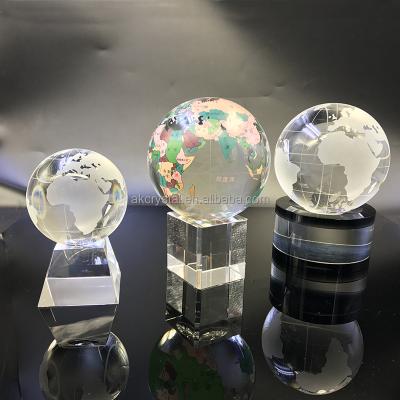 China World hot sale exquisite luminous souvenir or business gift use clear earth globe crystal glass ball for sale